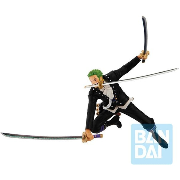63663 - ONE PIECE - ICHIBANSHO FIGURE FROM ICHIBAN KUJI - RORONOA ZORO (FILM RED - MORE MEAT) 11CM